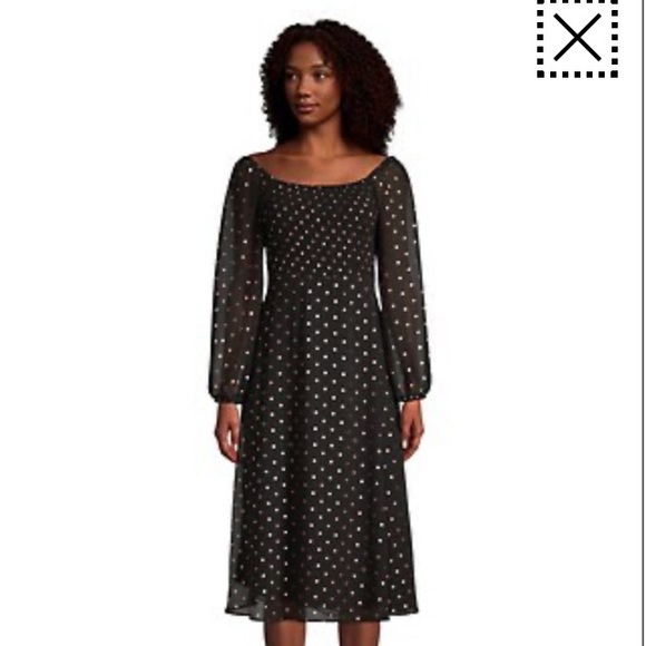 Gabby Skye, Smocked, Polka Dot, Portrait Neckline Dress.   BNWT. - Picture 2 of 4
